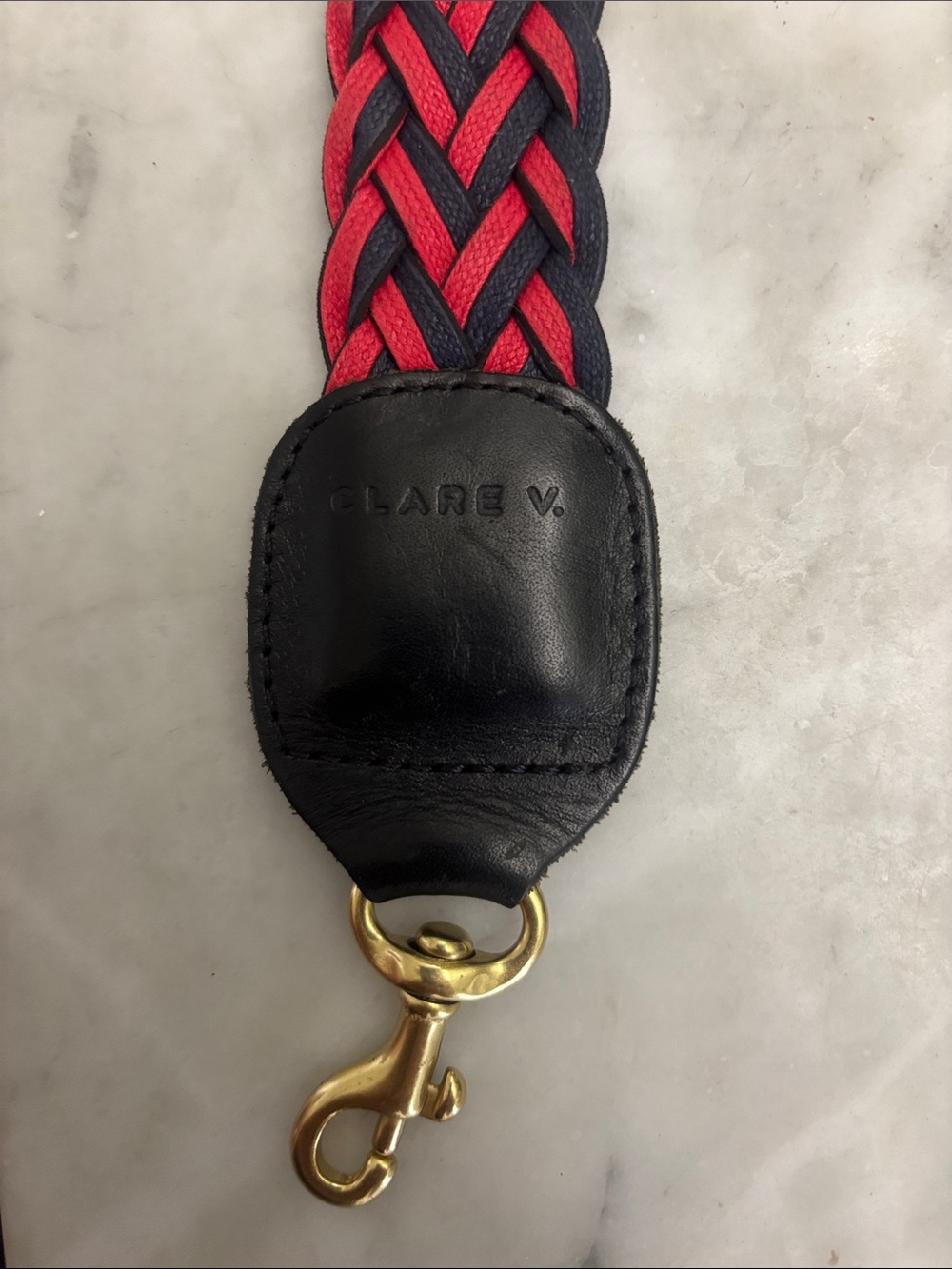 Clare V. Red and Navy Braided Shoulder Bag Strap - Picture 2 of 3